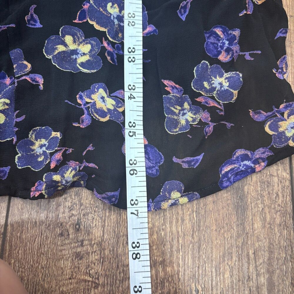 Ganni Women's Black Floral Georgette Mini Long Sleeve Dress Size US Small 4 / 36 - Picture 10 of 11
